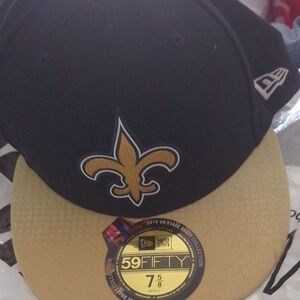 New Orleans Saints New Era Black and Tan Cap with Emblem 7 5/8